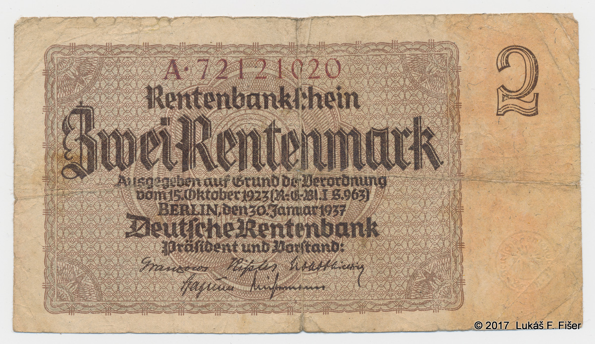 Zwei Rentenmark, po roce 1937