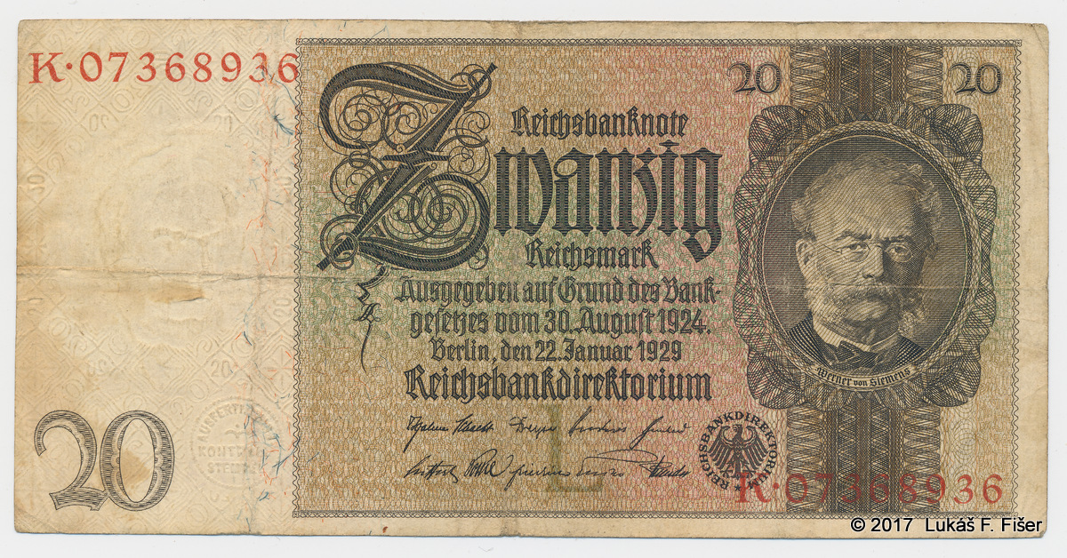 Zwanzig Reichsmark, po roce 1929