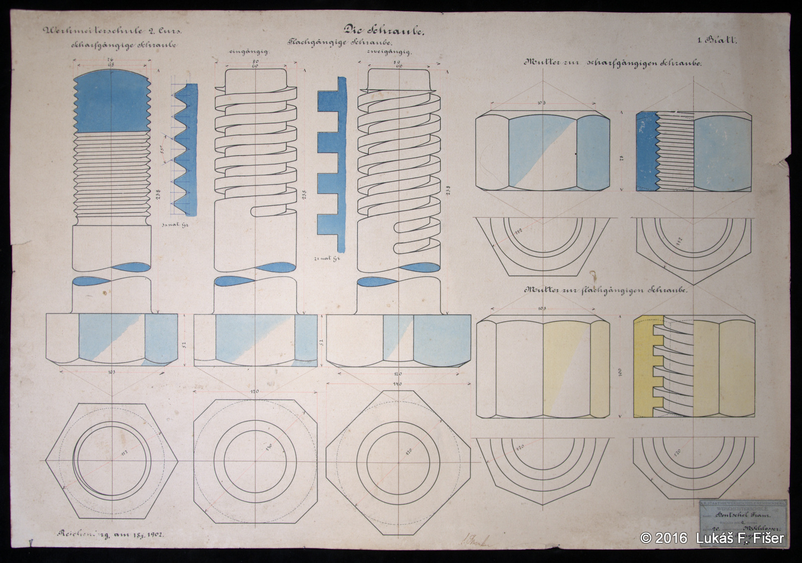 Die Schraube 18.3. 1902, rozměr 76cm x 52cm